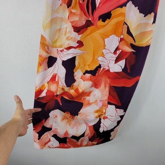 Black Halo Rohan Watercolor Floral Sleeveless Pencil Midi Sheath Dress 8 - Picture 6 of 13